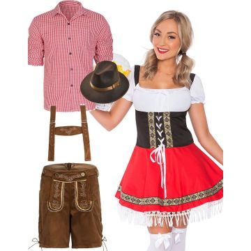 Couple Red Lederhosen Oktoberfest Beer Dirndl lh220rlh301rlh998
