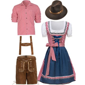 Couple Lederhosen Oktoberfest Alpine Costume lh220r+lh326r