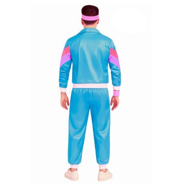 Adult 80s Shell Suit Costume - Mens Retro Tracksuit Blue & Pink