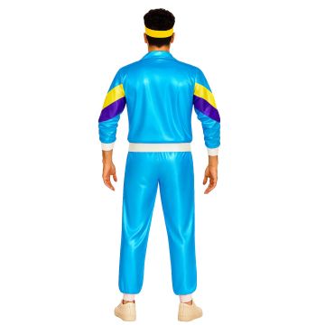 Adult 80s Shell Suit Costume - Mens Retro Blue Tracksuit Set