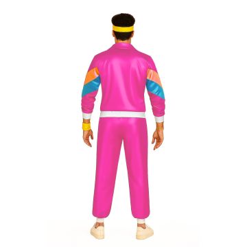 Adult Hot Pink 80s Shell Suit Costume - Retro Tracksuit with Jacket & Pants