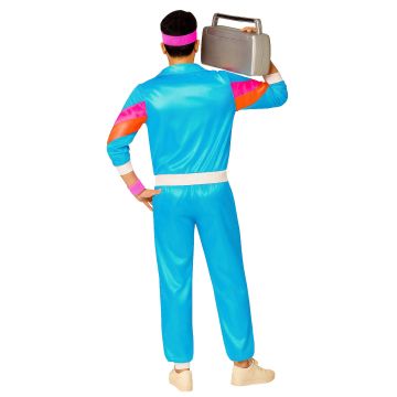 Mens 80s Shell Suit Costume - Turquoise Retro Tracksuit Set