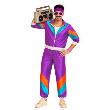Purple Mens 80s Tracksuit Shell Suit Costume lh237purple