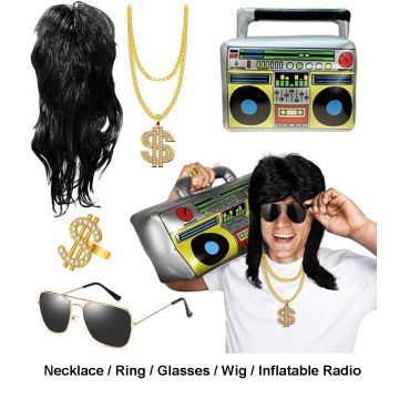 Unisex Hip Hop 80s Rapper Accessories h251blackset