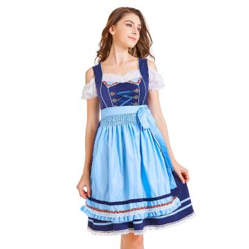 Womens Oktoberfest Dirndl Costume - Bavarian Beer Maid Dress with Apron