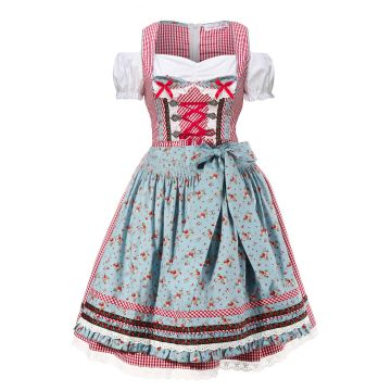 Oktoberfest Female Costume - Red Gingham Dirndl Dress with Apron