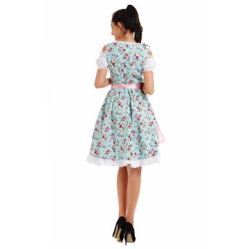 Womens Bavarian Oktoberfest Beer Maid Costume with Apron and Corset