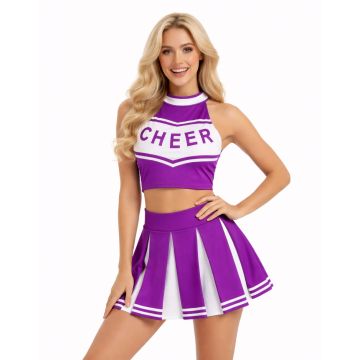 purple Cheerleader School Girl Uniform Costume back lh350purple