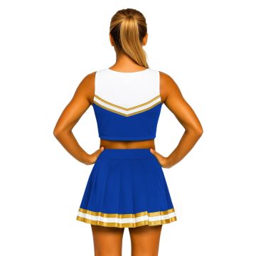 Blue Cheer Costume Adult - Two-Piece Cheerleader Crop Top & Skirt