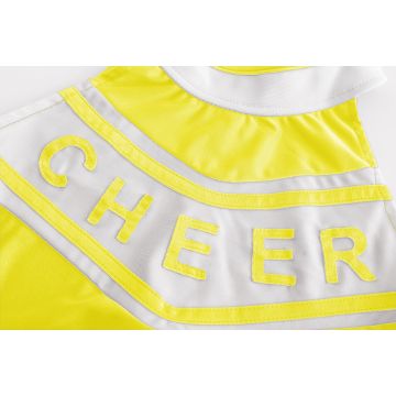 Womens Yellow Cheerleader Costume - Two-Piece Crop Top & Skirt Set