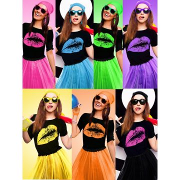 Womens 80s Costume Set - Neon Tutu Dress with Leg Warmers & Accessories
