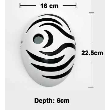 Adult Anime Spiral Mask - White Face Mask with Black Swirl Pattern