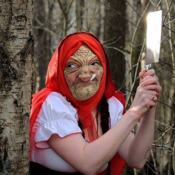 Old Lady Woman Funny Halloween Mask