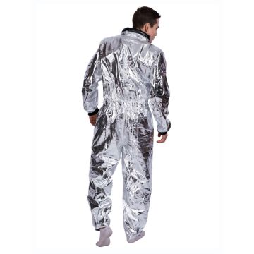 Adult Astronaut Costume - Silver Space Jumpsuit with Mission Patches