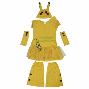 Girls Yellow Lightning Mouse Costume Dress with Hat and Accessories