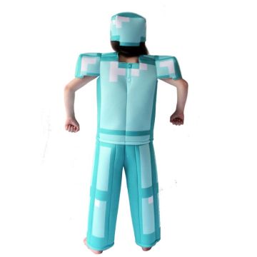 Kids Diamond Block Armour Costume 3-Piece Set with Helmet