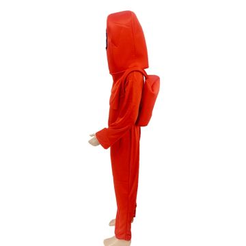 Kids Among Us Red Crewmate Costume - Gaming Jumpsuit with Visor