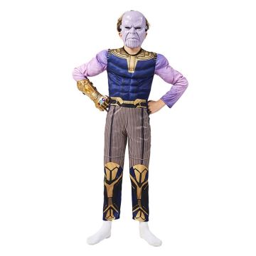 Kids Purple Titan Warrior Costume with Muscle Chest & cosmic power glove