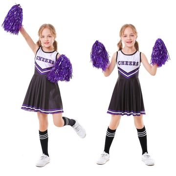 Black Kids Cheerleader Costume With Pompoms Socks lp1090black