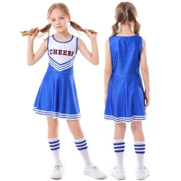 Blue Kids Cheerleader Costume With Pompoms Socks lp1090blue