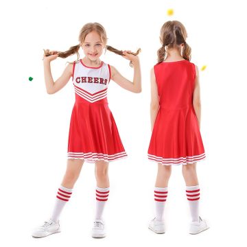 Red Kids Cheerleader Costume With Pompoms Socks lp1090red