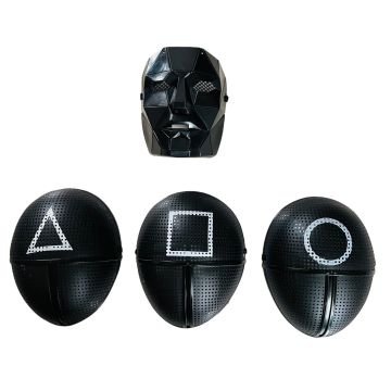 Korean Survival Game Mask Set - Black Guard Helmet with Geometric Symbols
