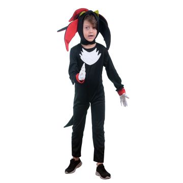 Kids Fire Dragon Costume - Black Winged Monster Jumpsuit with Hood and Tail