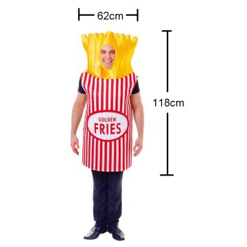 Adult Golden Fries Costume - Fast Food Novelty Tabard with Foam Headpiece