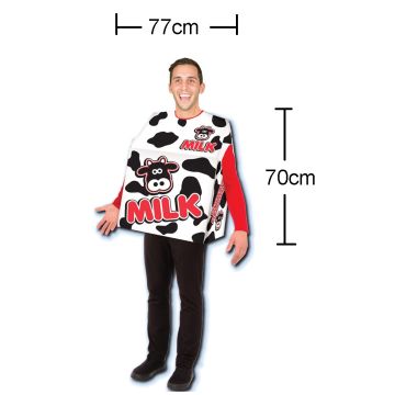 Adult Milk Carton Costume - Novelty Dairy Box Outfit with Cow Print