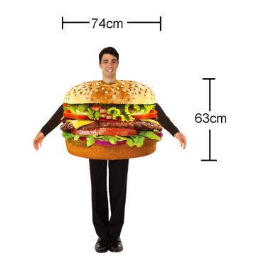 Adult Burger Costume - Deluxe Cheeseburger Tabard with Sesame Seed Bun
