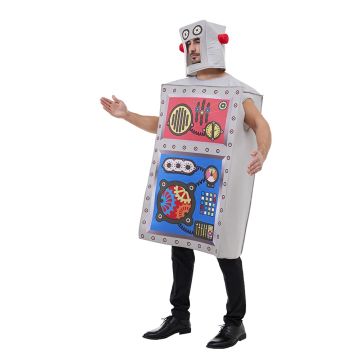Adult Robot Costume - Retro Sci-Fi Box Robot with Control Panel Tunic