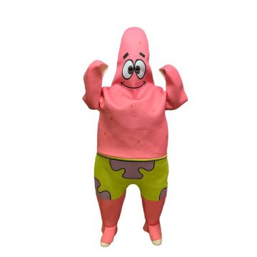 Pink starfish costume oversized padded head with printed facial features and smile