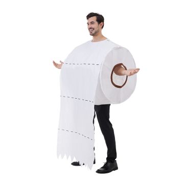 Adult Toilet Paper Roll Costume - Novelty Bathroom Humor Tunic