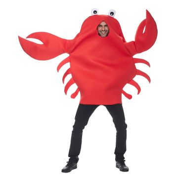 Adult Red Crab Costume Tunic with Claws and Eye Stalks