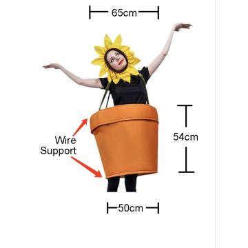 Adult Flower Costume - Potted Sunflower Novelty Outfit with Hood