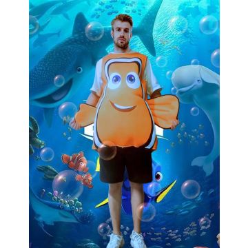 Adult Clownfish Costume - Bright Orange Fish Tunic with Fins