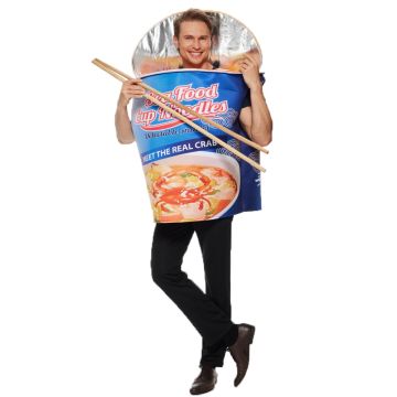 Adult Cup Noodles Costume - Seafood Ramen Tunic with Foil Lid
