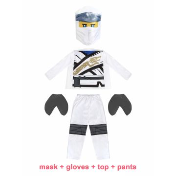 Kids White Ninja Warrior Costume with Mask and Gloves