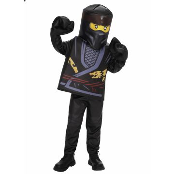 Kids block ninja costume in black with yellow mask and claw gloves