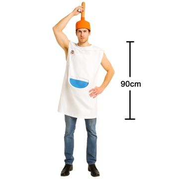 Adult Toilet Cleaner Bottle Costume with Orange Cap and Handle
