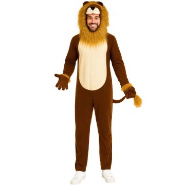 Adult Lion Costume Onesie with Hood, Mane and Tail