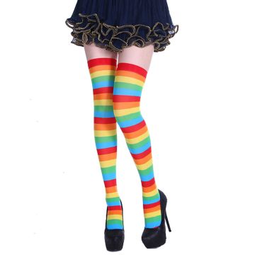 Adult Rainbow Striped Thigh High Stockings - Multicolour Knee High Socks
