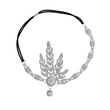 Adult 1920s Gatsby Flapper Accessory Set - 6 Piece Crystal Headband Gloves Pearls