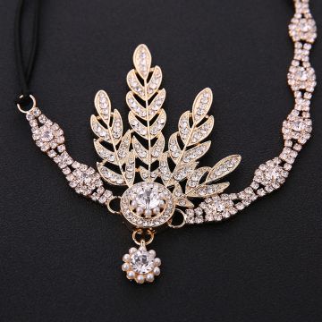 Adult 1920s Flapper Headband - Rose Gold Art Deco Gatsby Headpiece with Crystals