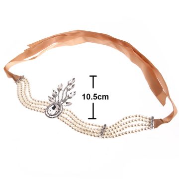 Adult 1920s Flapper Headband - Pearl & Crystal Art Deco Gatsby Accessory
