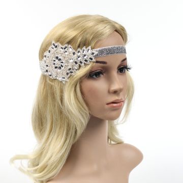 Adult 1920s Silver Crystal Headband - Great Gatsby Flapper Accessory