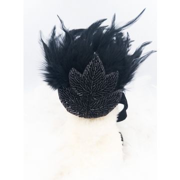 Adult 1920s Flapper Headband - Black Beaded Gatsby Headpiece with Feathers