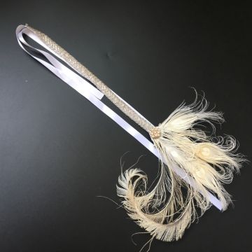 Adult 1920s Flapper Headband with Feather - Silver & Pearl Gatsby Headpiece
