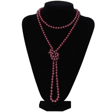 Adult Burgundy Pearl Necklace - 1920s Flapper Gatsby Accessory