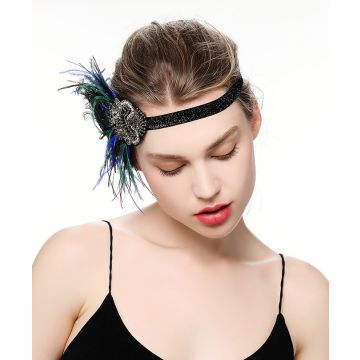 Great Gatsby Fashion Accessories - 1920s Flapper Headband with Peacock Feathers